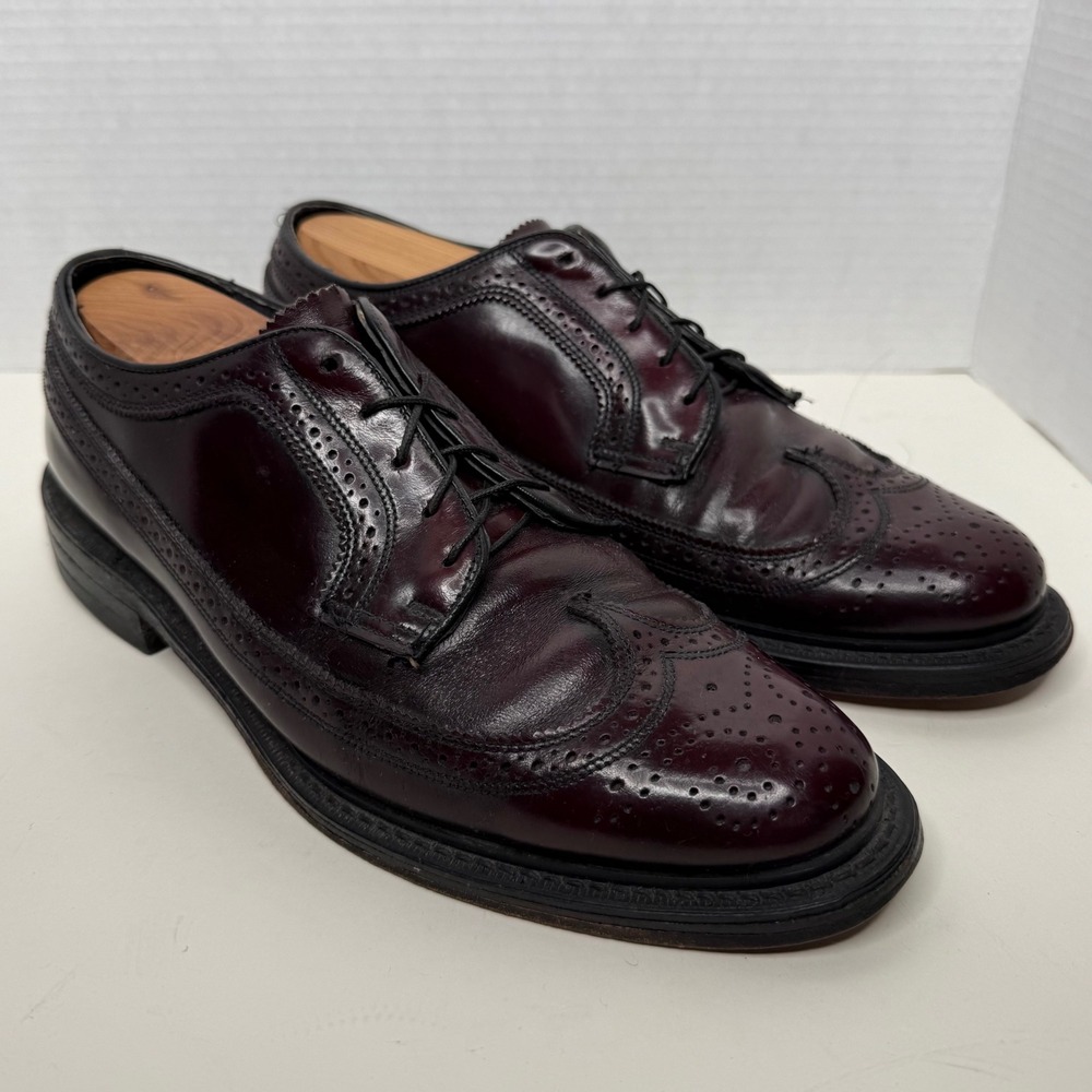 Biltrite Imperial Longwing Derby Mens 10 D Burgundy Leather Brogue Wingtip USA